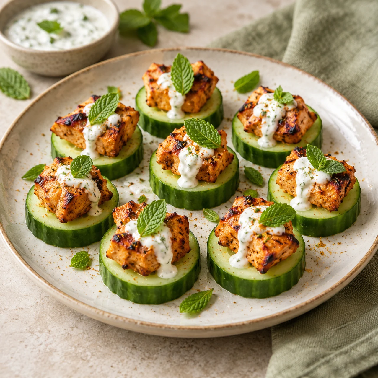 Chicken Tikka Cucumber Bites